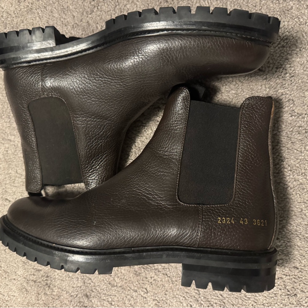 Common Projects Chelsea Winter Boots, Brown Pebbled Leather EU43/US10
